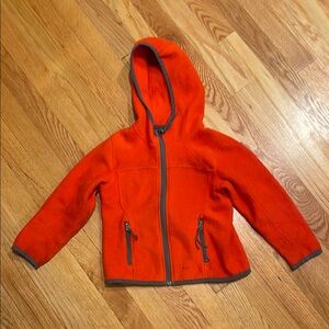 L.L.Bean Kids Fleece Jacket | Bright Orange Gray Trim Zip Up Size 4